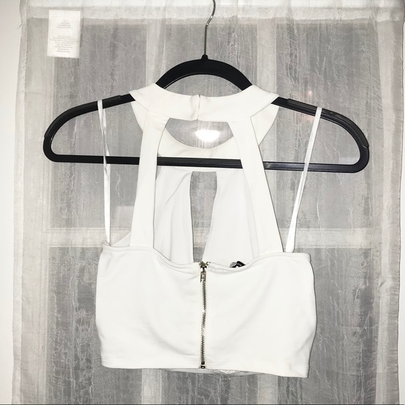 White Cut Out Crop Top from BEBE - Picture 3 of 4